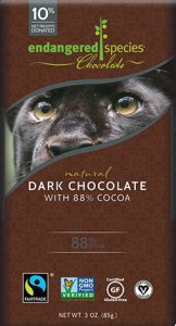 Endangered Species Panther, Natural Dark Chocolate Squares – 88% Cocoa