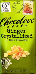Chocolove Chocolate Bar, Ginger Crystallized in Dark Chocolate 65% Cocoa